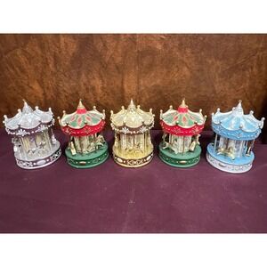 Lot of Miniature Carousel Ornaments Set of 5
